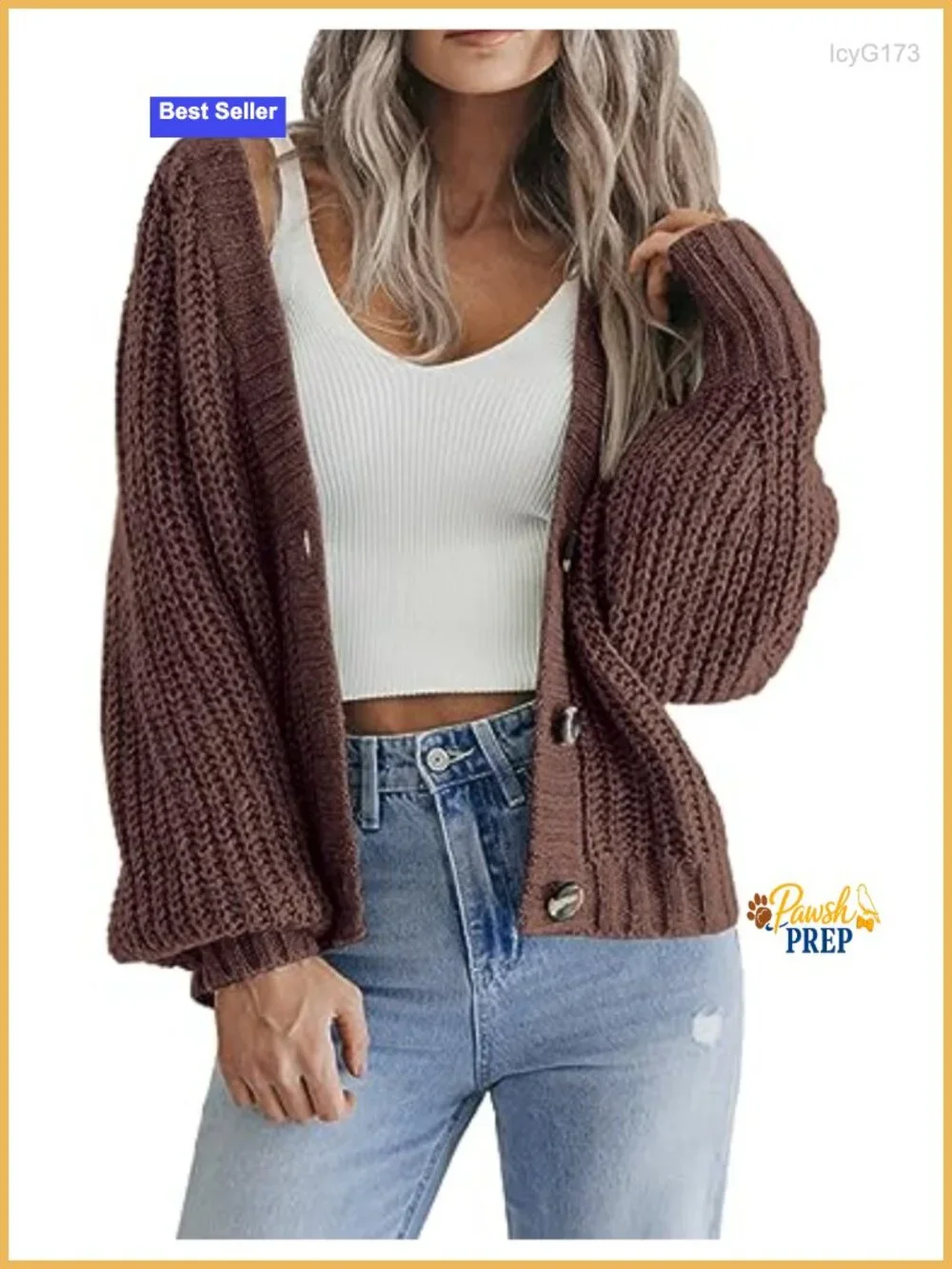 Chunky Knit Open Front Cardigan Long Sleeve V Neck Button Down Women's Fall